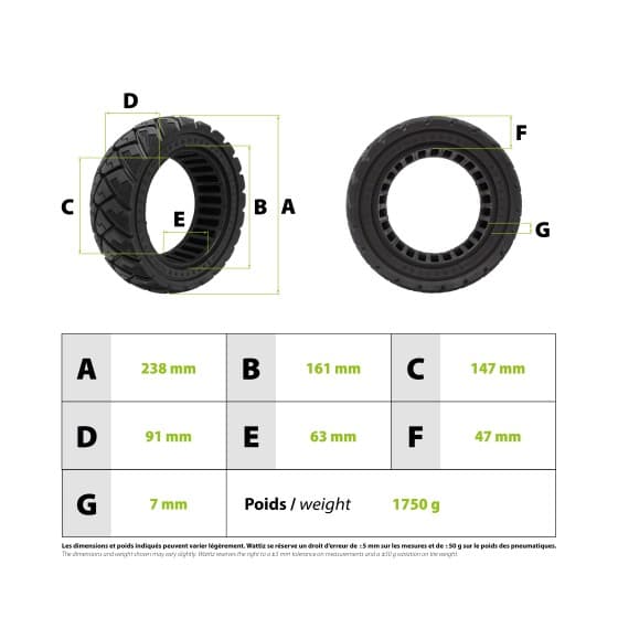 Pneu plein 90/65-6,5 3